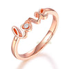 14K Rose Gold 585 Love Wedding Band Anniversary Women Ring 0.01 Ct Diamond - diamondiiz.com