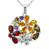 Multi-Color Flower Simulated Topaz Pendant Necklace 925 Sterling Silver - diamondiiz.com