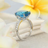 14K White Gold Luxury Ring 6.5 Ct Oval Swiss Blue Topaz 0.22 Ct Natural Diamond - diamondiiz.com