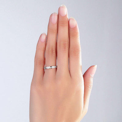 14K Solid White Gold Wedding Band Half Eternity Ring 0.17 Ct Diamonds - diamondiiz.com