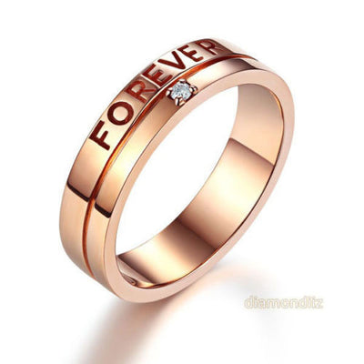 Matching 14K Rose Gold Forever Men Wedding Band Ring 0.02 Ct Diamonds - diamondiiz.com