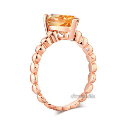 14K Rose Gold Wedding Engagement Solitaire Ring 1.6 Ct Pear Citrine - diamondiiz.com