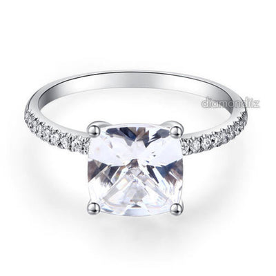 14K White Gold Wedding Engagement Ring 2.5 Ct Topaz 0.12 Ct Natural Diamond - diamondiiz.com