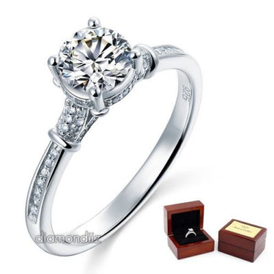 Lab Made Diamond Sterling 925 Silver Wedding Engagement Cathedral Ring - diamondiiz.com