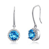 Dangle 14K White Gold Swiss Blue Topaz Earrings Natural 0.298 Ct Diamonds Bridal - diamondiiz.com
