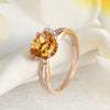 14K Rose Gold Wedding Promise Ring Floral Yellow Citrine Natural Diamond - diamondiiz.com
