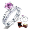 925 Sterling Silver 6 Claws Ring Set Fancy Pink Lab Created Diamond - diamondiiz.com