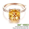 14K Rose Gold Luxury Wedding Anniversary Ring Yellow 3.6 Cushion Citrine Diamond - diamondiiz.com