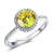 925 Sterling Silver Halo Ring Vintage Yellow Canary Lab Made Diamond