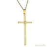 14K Yellow Gold Cross Pendant Necklace 0.3 Ct Diamonds - diamondiiz.com