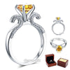 925 Sterling Silver Engagement Ring Vintage 2 Ct Yellow Canary Lab Diamond - diamondiiz.com