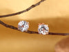 Vintage Style 14K Rose Gold Stud Clear Topaz Earrings Natural 0.12 Ct Diamonds - diamondiiz.com