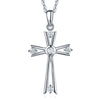 Fine 14K White Gold Cross Pendant Necklace 0.21 Ct Diamond Jewelry - diamondiiz.com