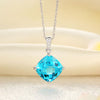 14K White Gold 4 Ct Cushion Swiss Blue Topaz Pendant Necklace 0.03 Ct Diamond - diamondiiz.com