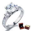 Three-Stone Engagement Ring Lab Created Diamond 925 Sterling Silver - diamondiiz.com