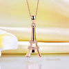 14K Rose Gold Eiffel Tower Pendant Necklace 0.1 Ct Diamonds - diamondiiz.com