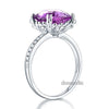 14K White Gold Engagement / Anniversary Ring Purple Cushion Amethyst Diamond - diamondiiz.com