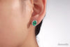 14K White Gold Stud Natural 1.6 Ct Oval Green Topaz Earrings 0.28 Ct Diamonds - diamondiiz.com