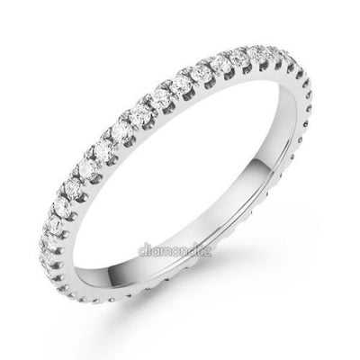 14K White Gold Stackable Wedding Band Ring Eternity 0.42 Ct Natural Diamonds - diamondiiz.com