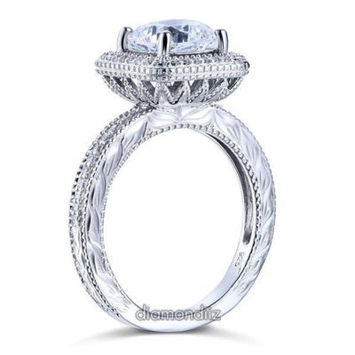 Cushion Cut Created Diamond Engagement Ring Finger Vintage 925 Silver - diamondiiz.com