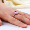 6 Carat Pink Cushion Lab Diamond Halo 925 Sterling Silver Luxury Ring - diamondiiz.com