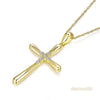 14K Yellow Gold Cross Pendant Necklace 0.13 Ct Diamonds - diamondiiz.com