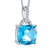 14K White Gold 4 Ct Cushion Swiss Blue Topaz Pendant Necklace 0.1 Ct Diamond - diamondiiz.com