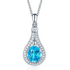 14K White Gold 2.5 Ct Oval Swiss Blue Topaz Pendant Necklace 0.26 Ct Diamond - diamondiiz.com