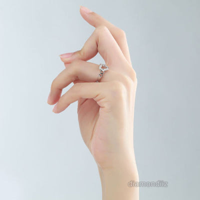 14K White Gold Heart Women Wedding Band Anniversary Promise Ring 0.1 Ct Diamond - diamondiiz.com