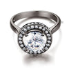 Black 925 Silver Halo Bridal Engagement Ring 2 Ct Brilliant Round Lab Diamond - diamondiiz.com
