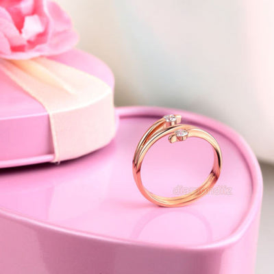 Women 14K Rose Gold Wedding Band Stylish Ring 0.2 Ct Diamond Fine Jewelry - diamondiiz.com