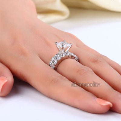 Sterling 925 Silver Bridal Wedding Engagement Ring Set 1.5 Ct Princess Diamond - diamondiiz.com