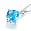 14K White Gold 4 Ct Cushion Swiss Blue Topaz Pendant Necklace 0.03 Ct Diamond - diamondiiz.com