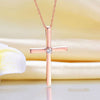 14K Rose Gold Cross Pendant Necklace 0.08 Ct Diamonds - diamondiiz.com