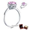 925 Sterling Silver Halo Ring Vintage Fancy Pink Lab Made Diamond - diamondiiz.com