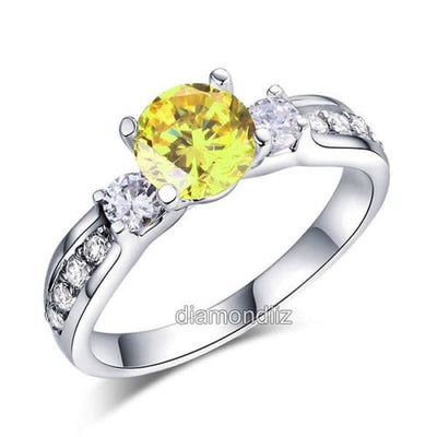 925 Sterling Silver Anniversary Ring Yellow Canary Lab Created Diamond - diamondiiz.com
