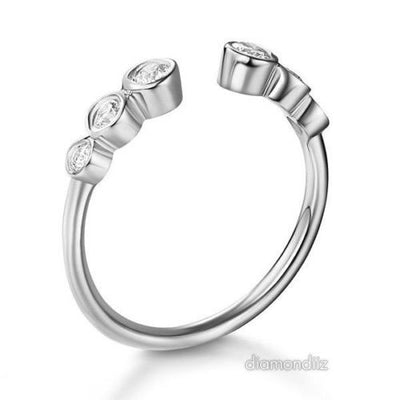 Solid 14K White Gold Wedding Band Women Ring 0.26 Ct Diamond 585 Fine Jewelry - diamondiiz.com