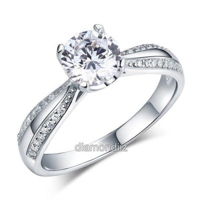 925 Sterling Silver Wedding Engagement Ring Brilliant 1.25 Carat Lab Diamond - diamondiiz.com