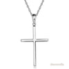 Fine 14K White Gold Plain Cross Pendant Necklace Jewelry - diamondiiz.com