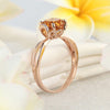 14K Rose Gold Wedding Promise Ring Floral Yellow Citrine Natural Diamond - diamondiiz.com