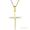 Fine 14K Yellow Gold Plain Cross Pendant Necklace Jewelry - diamondiiz.com