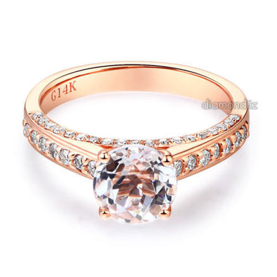 14K Rose Gold Wedding Engagement Ring 1.2 CT Topaz 0.42 CT Natural Diamonds - diamondiiz.com
