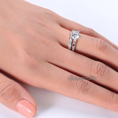 Sterling 925 Silver Bridal Wedding Engagement Ring Set 1 Ct Lab Created Diamond - diamondiiz.com