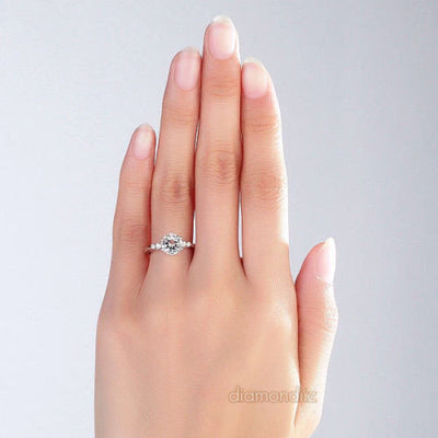 14K White Gold Wedding Engagement Ring 2 CT Topaz 0.038 CT Natural Diamonds - diamondiiz.com
