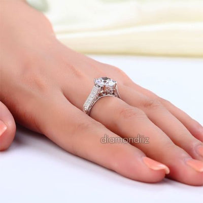 Vintage Style Sterling 925 Silver Bridal Ring 2 Carat Round Lab Created Diamond - diamondiiz.com