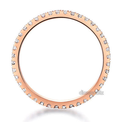 14K Rose Gold Stackable Wedding Band Ring Eternity 0.42 Ct Natural Diamonds - diamondiiz.com
