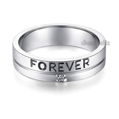 Matching 14K White Gold Forever Men Wedding Band Ring 0.02 Ct Diamonds - diamondiiz.com