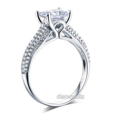 925 Sterling Silver Wedding Engagement Ring Princess Cut 1.5 Carat Lab Diamond - diamondiiz.com