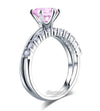 925 Sterling Silver 6 Claws Ring Set Fancy Pink Lab Created Diamond - diamondiiz.com