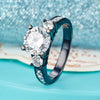 Balck 925 Silver Engagement Anniversary Ring Three-Stone Lab Created Diamond - diamondiiz.com